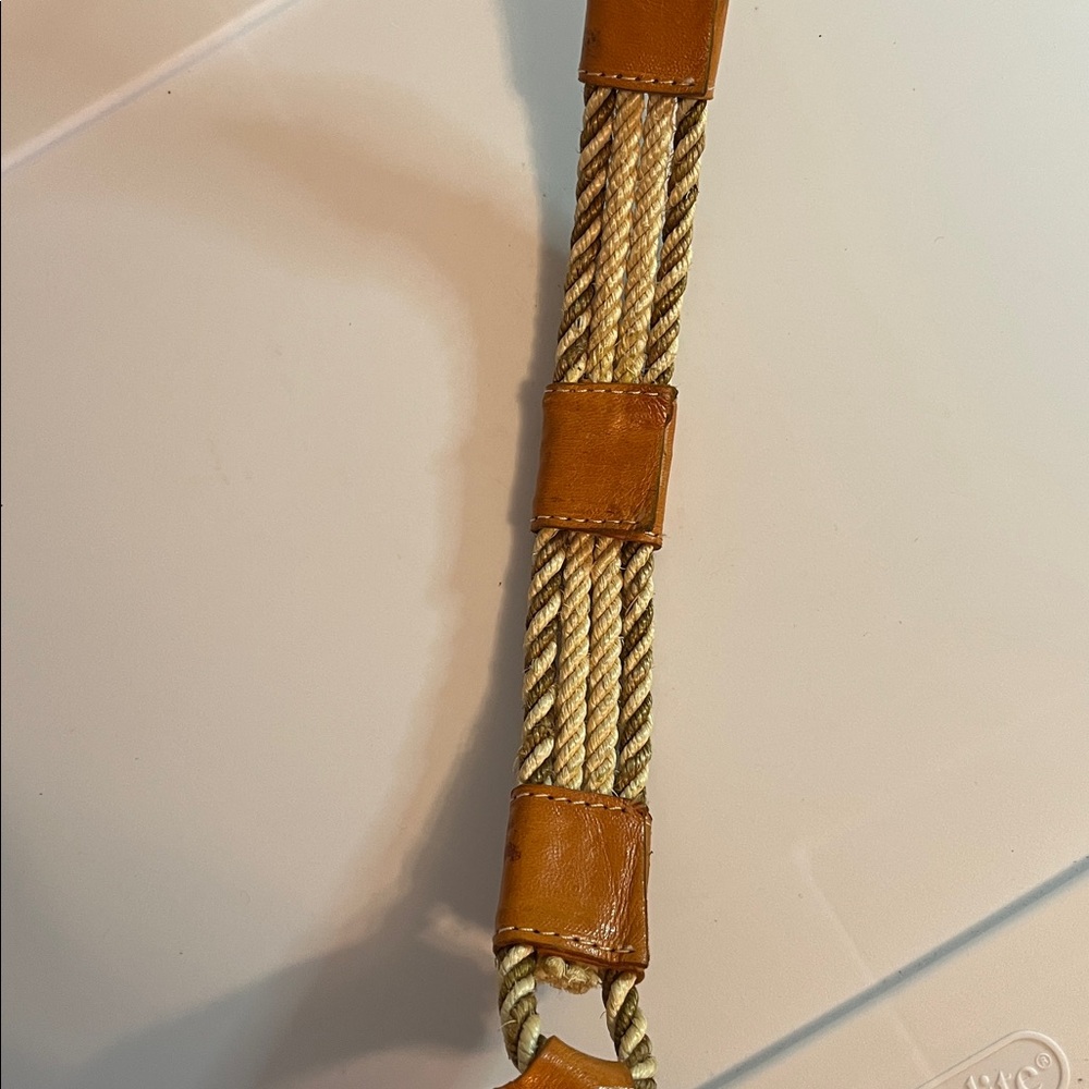 Vintage Leather Woven Rope Horse Head Buckle Belt Size 22 - Picture 3 of 10